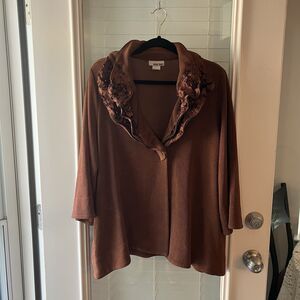 Vintage Design Today’s Women’s Cardigan Large Lagenlook Rustic Fall Wire Collar